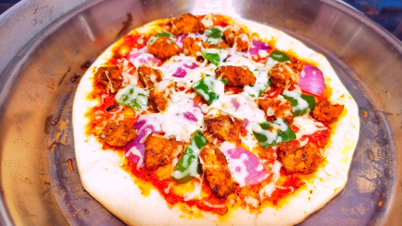 Chicken Pizza without oven.pizza recipe at gas oven.পিজ্জা রেসিপি গ্যাসের চুলায়।পিজ্জা রেসিপি।