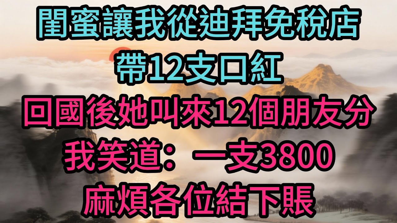 閨蜜讓我從迪拜免稅店帶12支口紅，回國後她叫來12個朋友分，我笑道：一支3800，麻煩各位結下賬，她臉瞬間就綠了
