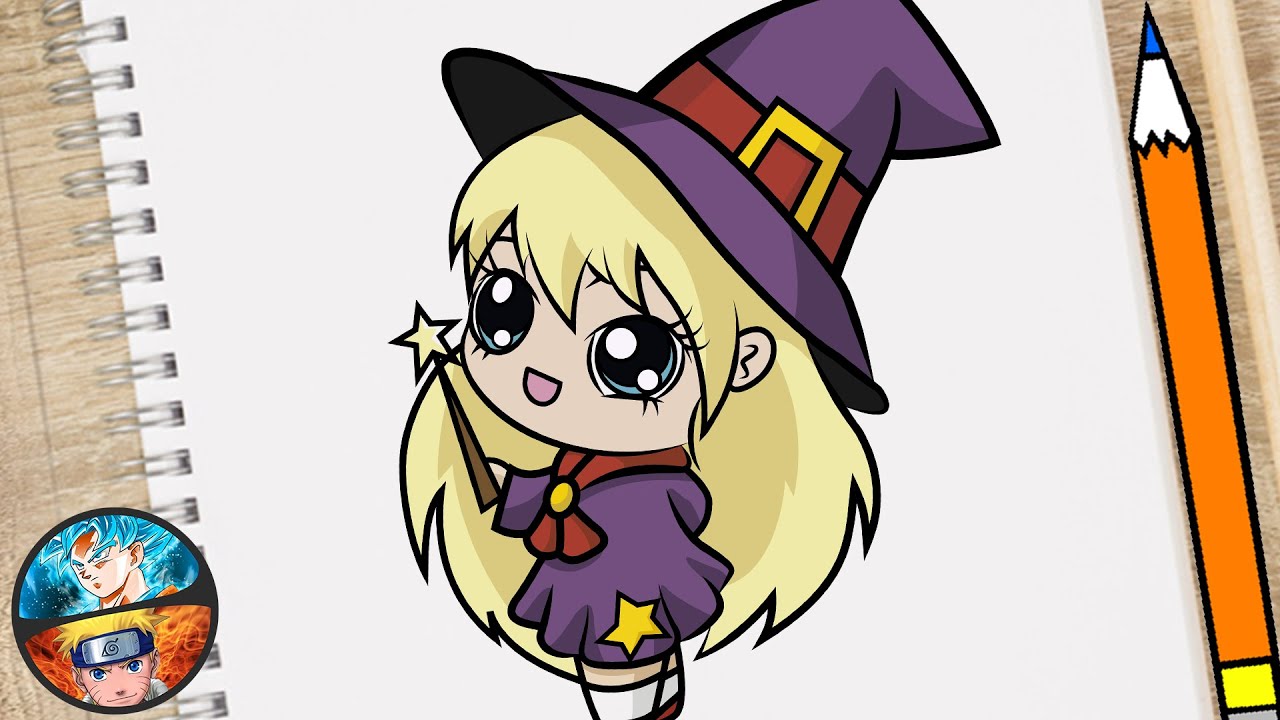 COMO DESENHAR UMA BRUXA KAWAII FÁCIL - DESENHOS KAWAII
