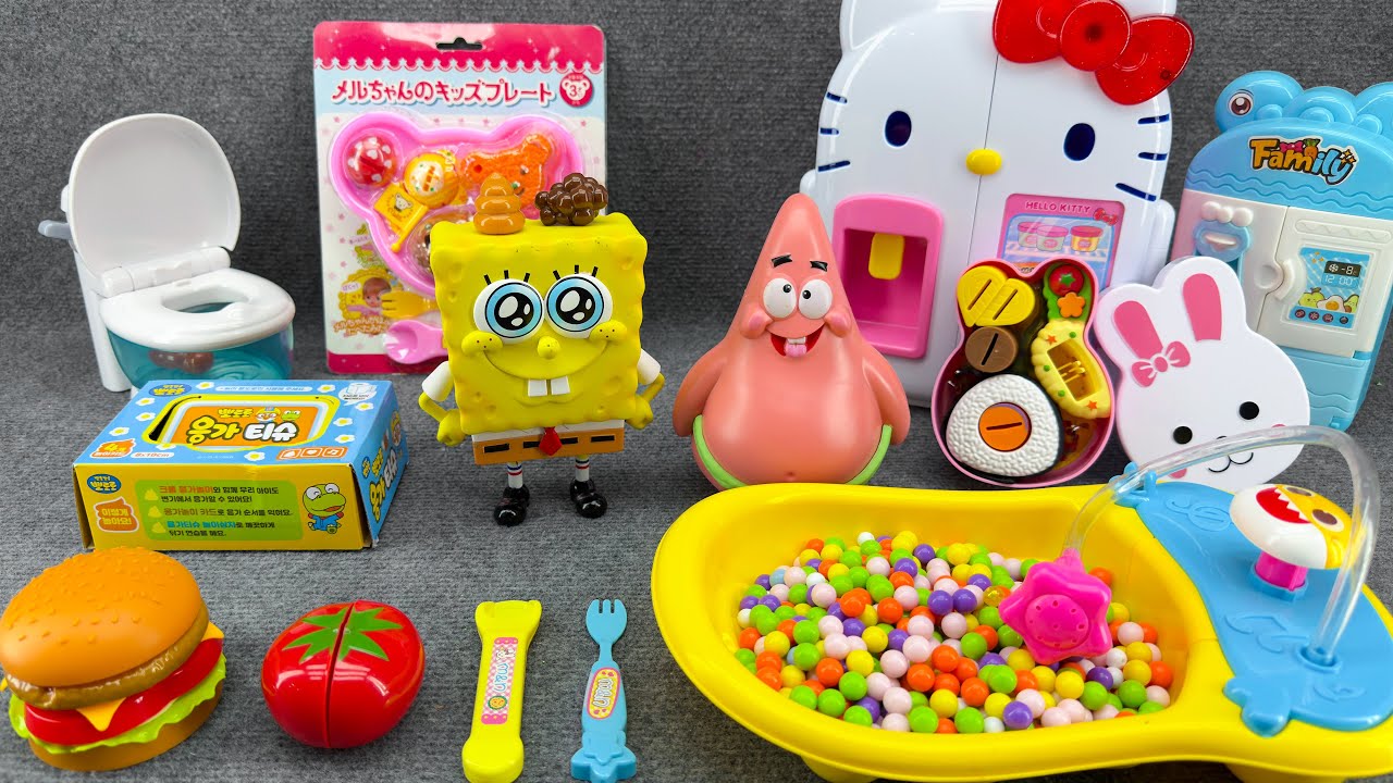 67 Minutes Ultimate SpongeBob & Patrick Star Bathtub Toys Collection, Kitchen Playset Review Toys