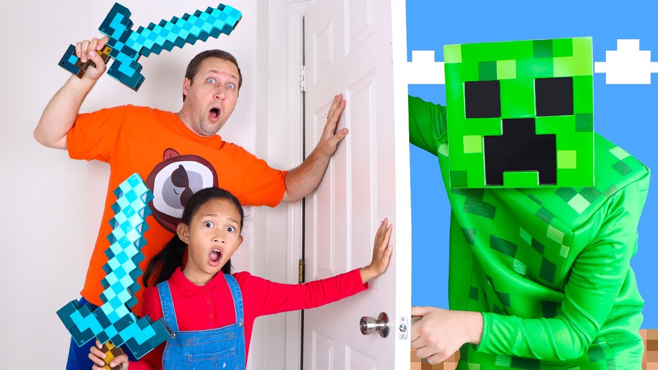 Minecraft Creeper Invasion: Andrea's Adventure to Save the Day!