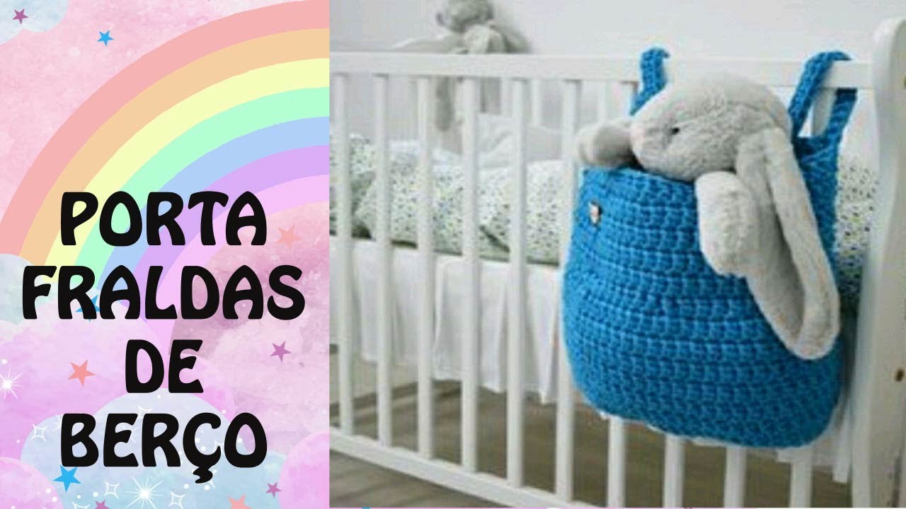 PORTA FRALDAS / TRECOS DE BERÇO OU PAREDE - fio de malha