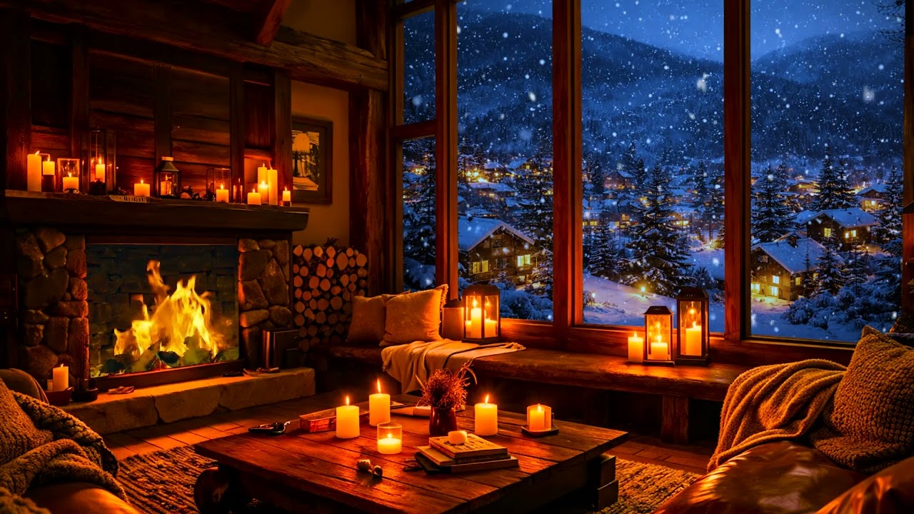 3 Hours Deep Sleep Jazz ❄️ Cozy Snowy Village Ambience | Relaxing Jazz Music for Better Sleep