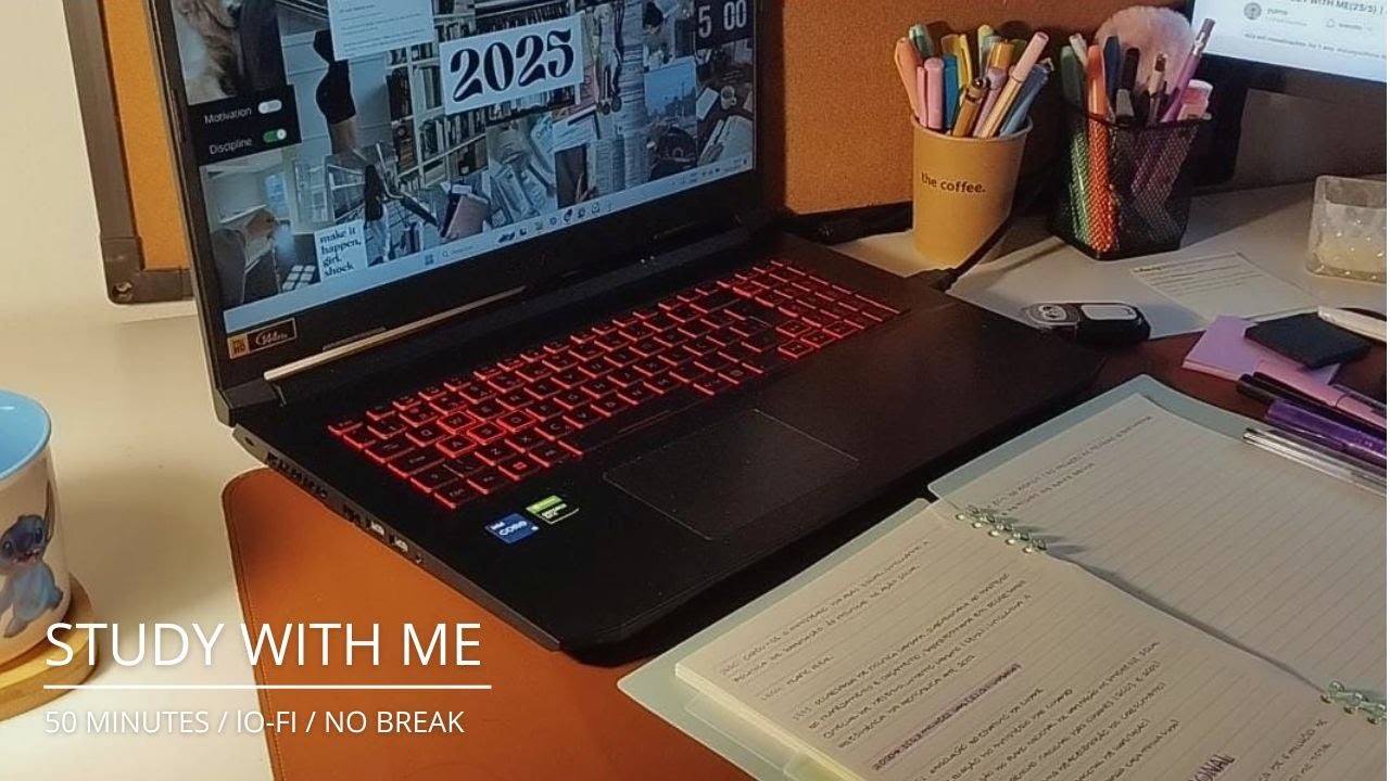 50 MINUTES - STUDY WITH ME 📚 | Relaxing lo-fi | No break