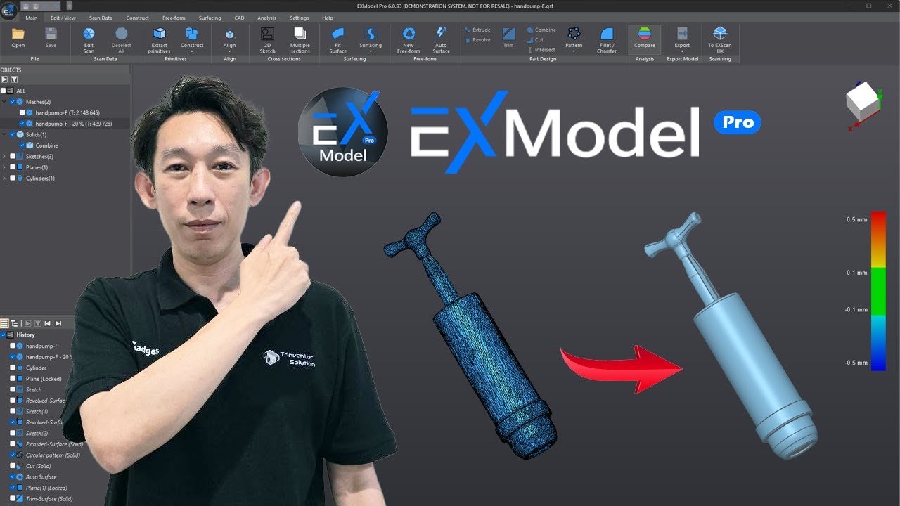 3D Reverse Engineering Demo with Shining 3D ExModel Pro