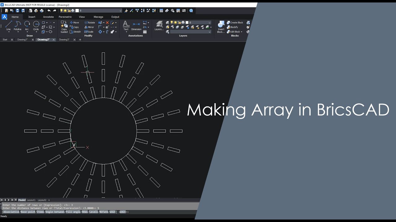 Making Rectangular, Polar and Path array in BricsCAD