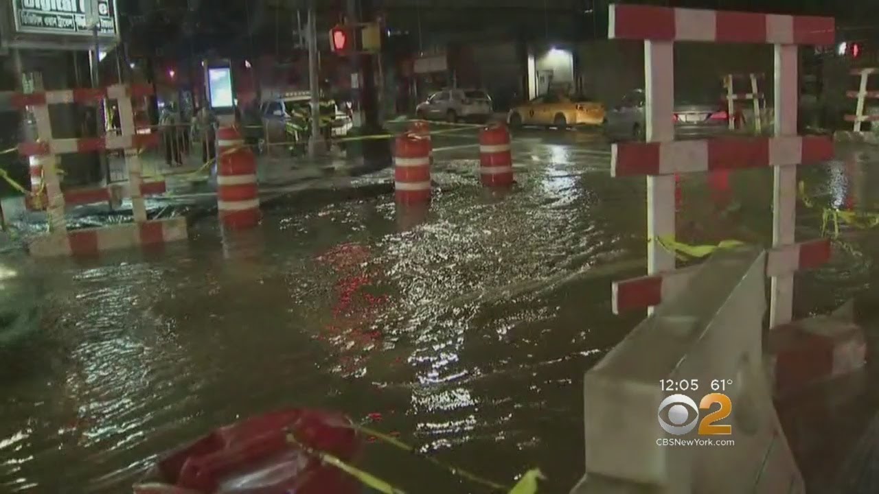 Water Main Break Floods Streets In Queens