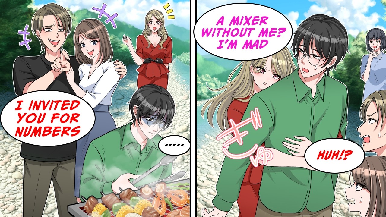 [Manga Dub] My coworker mocked me at a BBQ, then a model girl hugged me and he froze...!? [RomCom]