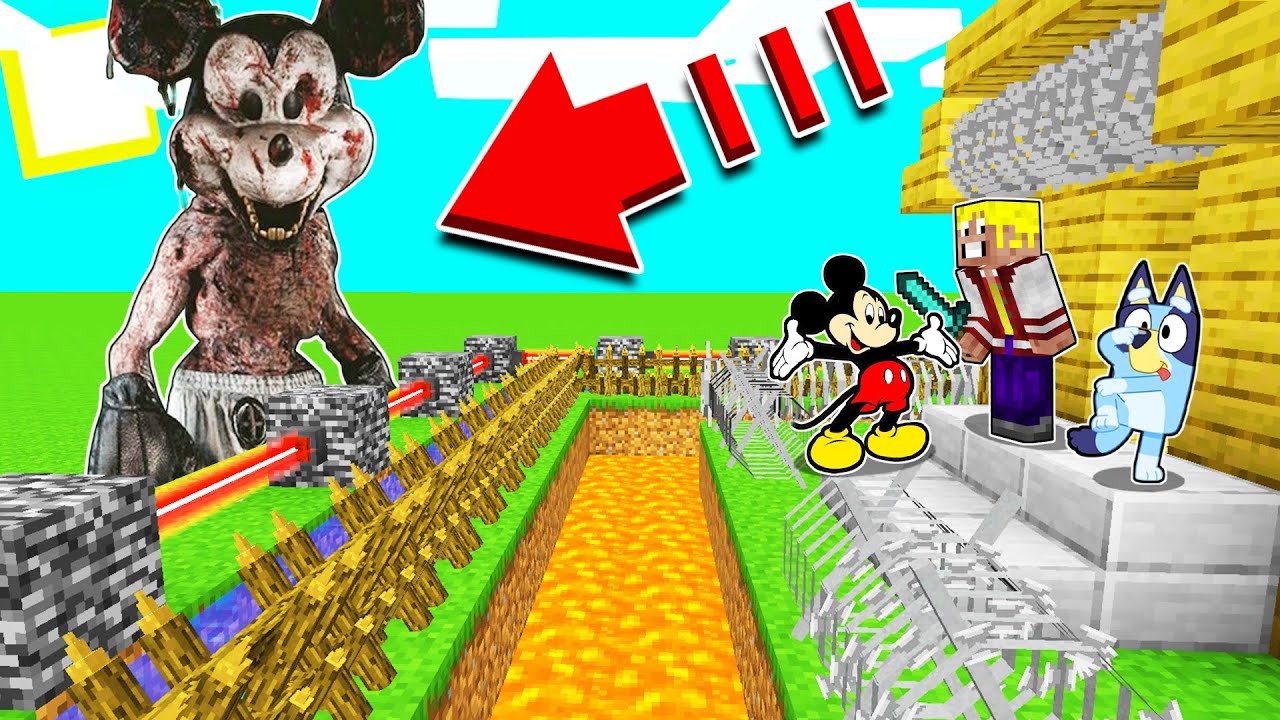 7 HACKS de CONSTRUCCIÓN SEGURA contra MICKEY MOUSE MUTANTE en MINECRAFT