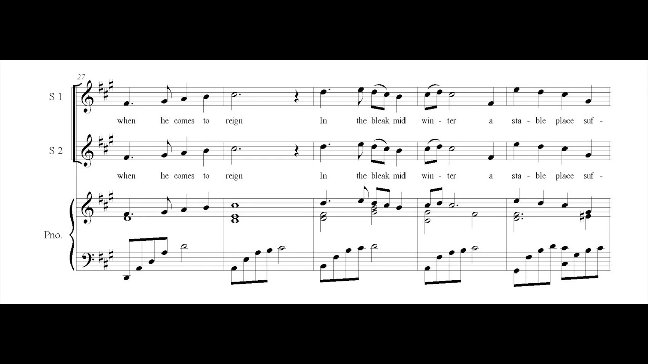 In The Bleak Midwinter SSA/Upper Voices, Stopford Score