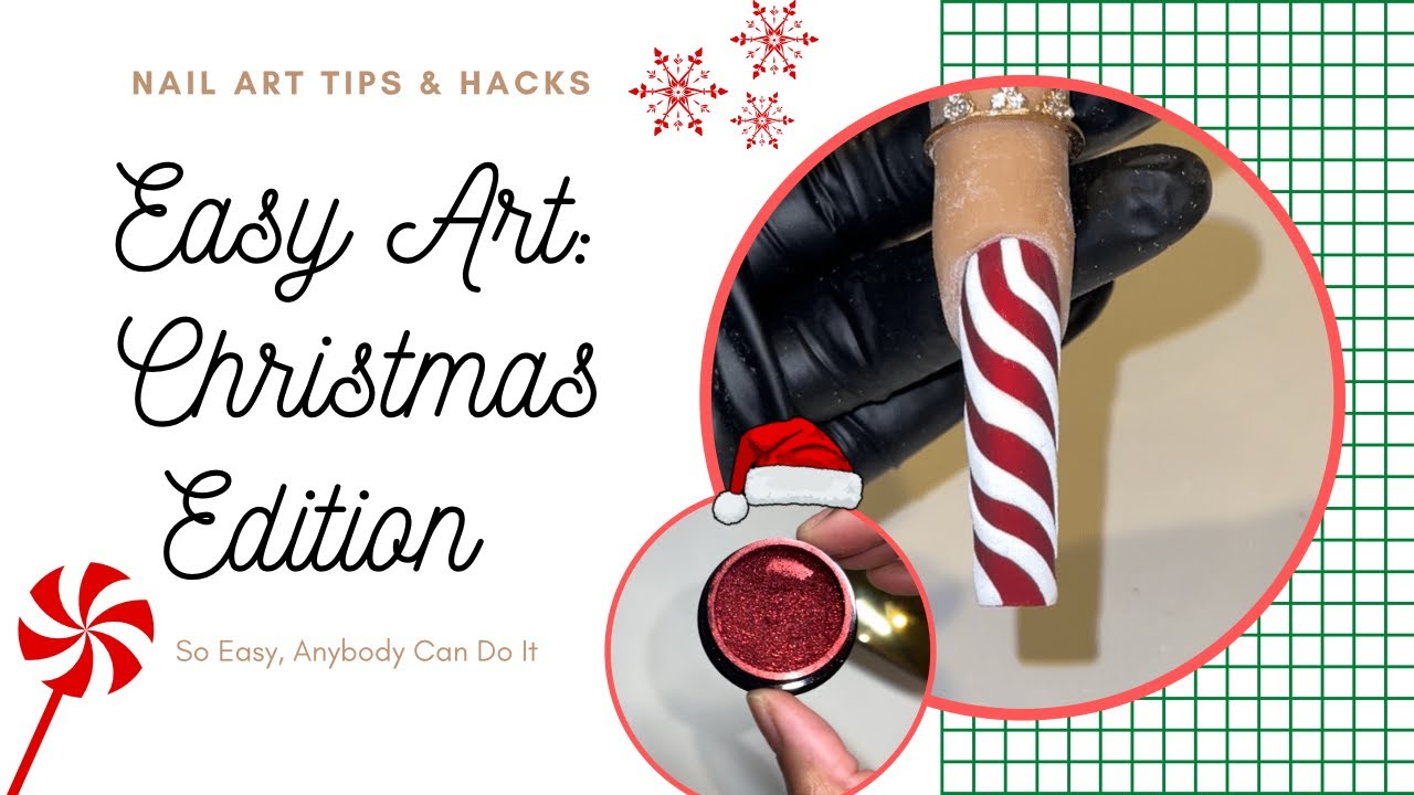 The Easiest Candy Cane Nail Art Ever | Nail Art For Beginner