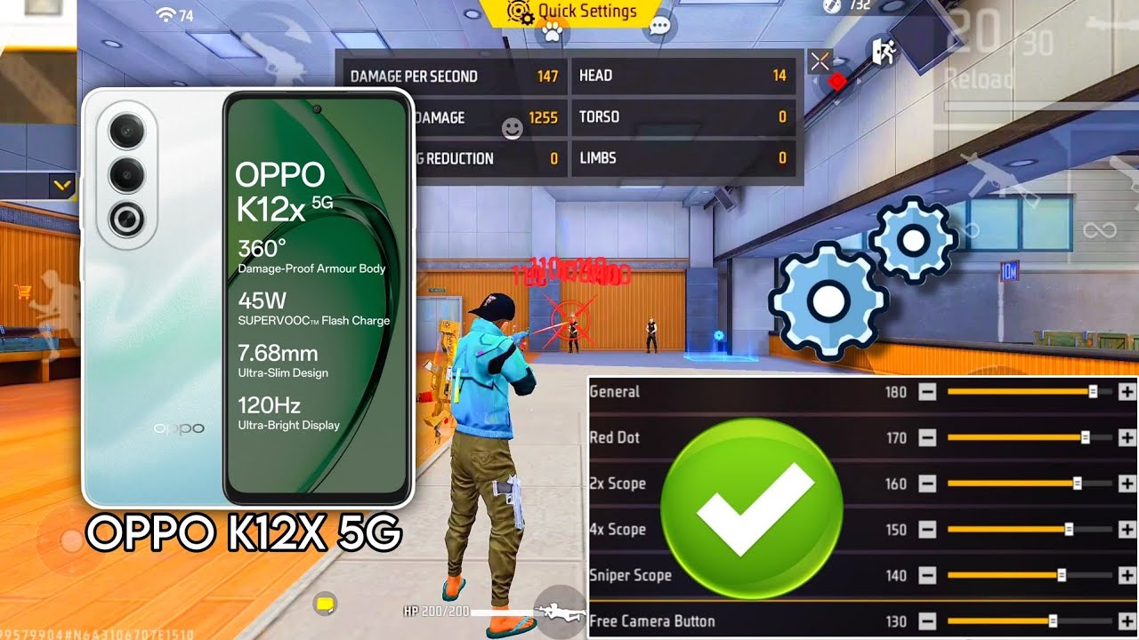 Oppo K12x 5G free fire sensitivity setting ⚙️ | Oppo K12x 5G free fire headshot setting ⚙️