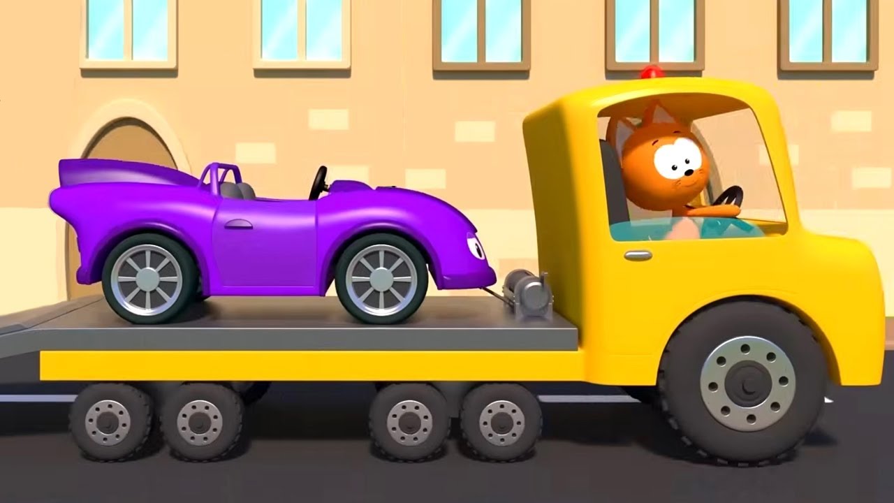 Эвакуатор 🚚 Котэ и машинки-помощники! – Сборник – Котэ ТВ – Песенки для малышей