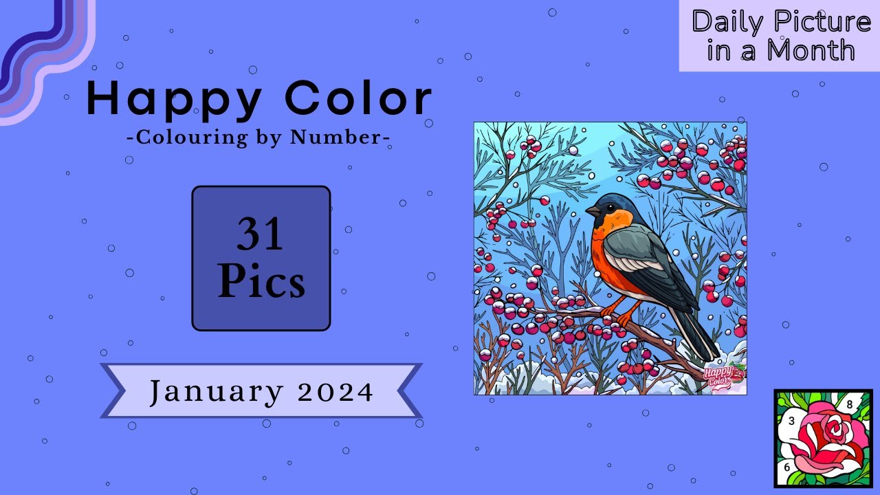 January 2024 - 31 Pics | DAILY PICS PER MONTH Edition | HappyColor, Color by Number