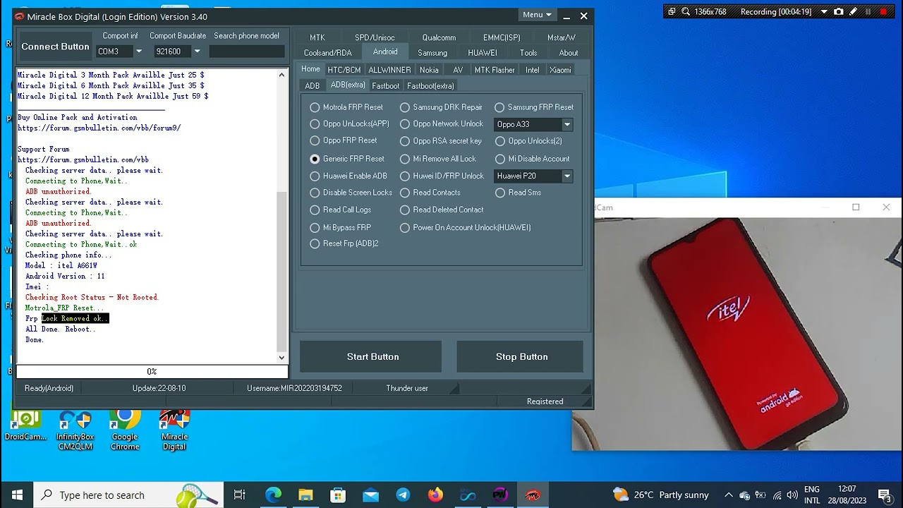 Unlock ITEL A58 Model A661W: Factory Reset and FRP Bypass with Miracle Digital ADB Mode