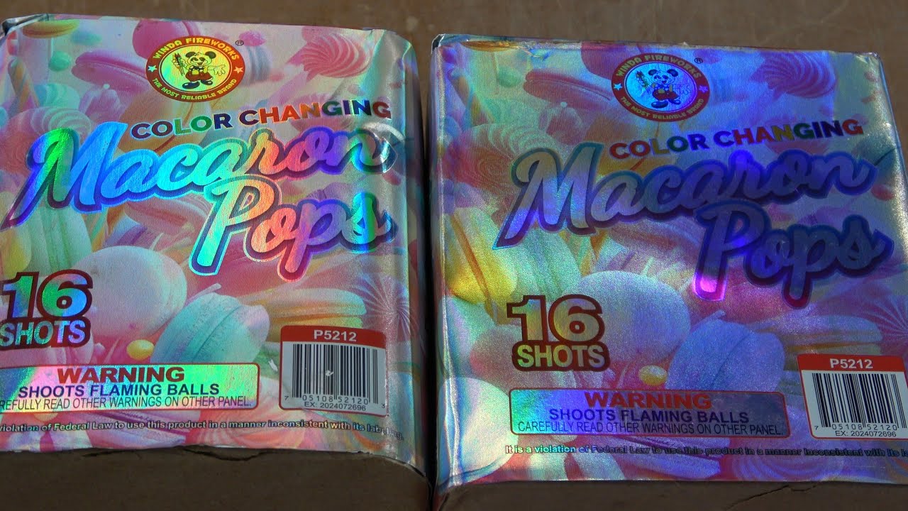 Macron Pops 16s 200g cake by Winda Fireworks