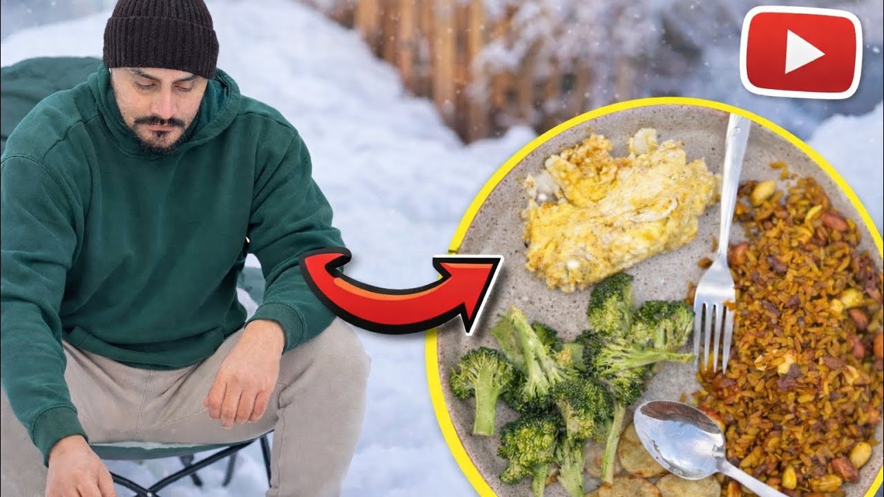Cooking & Eating Breakfast in Snow | Peaceful Outdoor Winter Life 