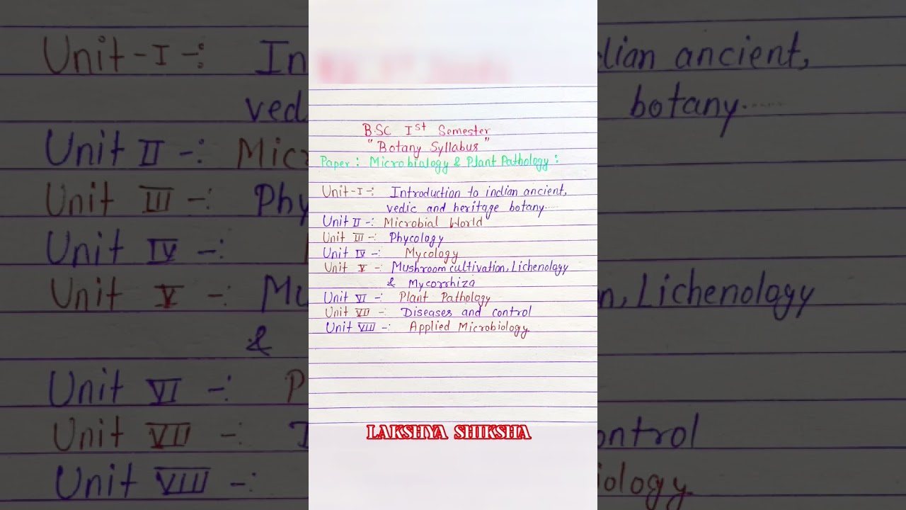 Bsc 1st semester botany syllabus | bsc 1st year 1st semester botany syllabus  | #bscbotany