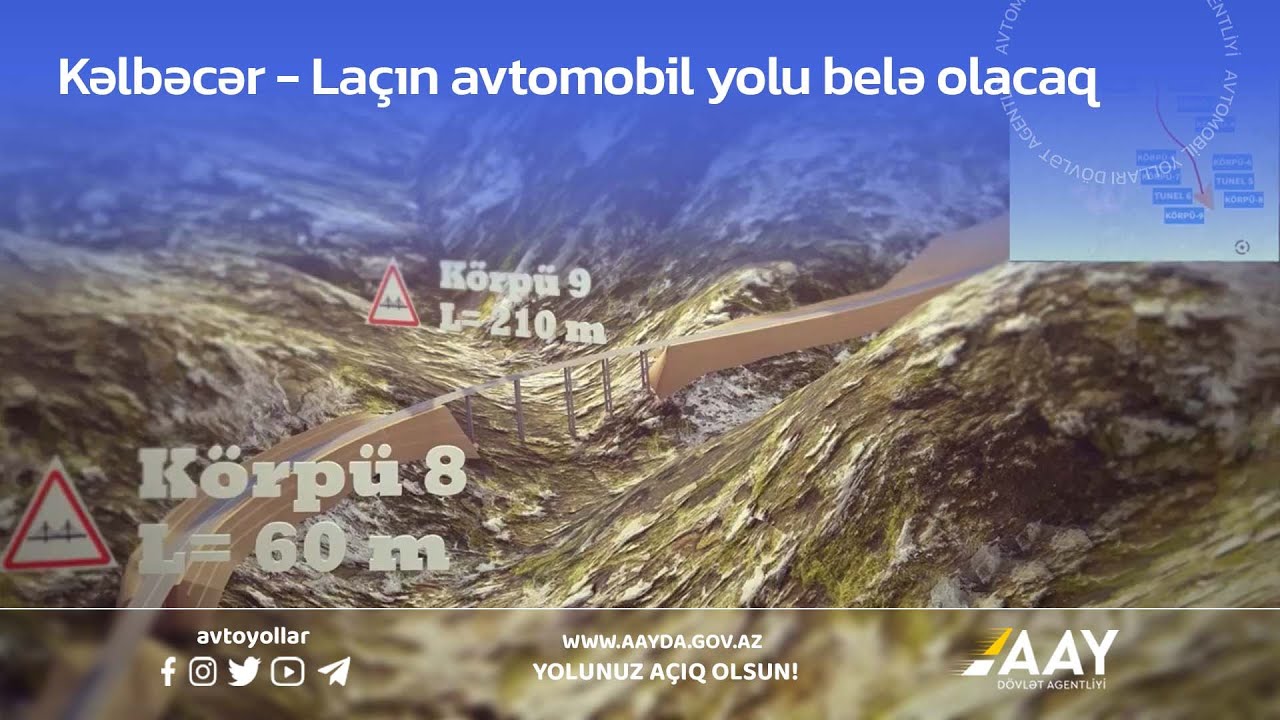 Kəlbəcər-Laçın avtomobil yolu belə olacaq (38.2 km-lik hissə) - ANİMASİYA