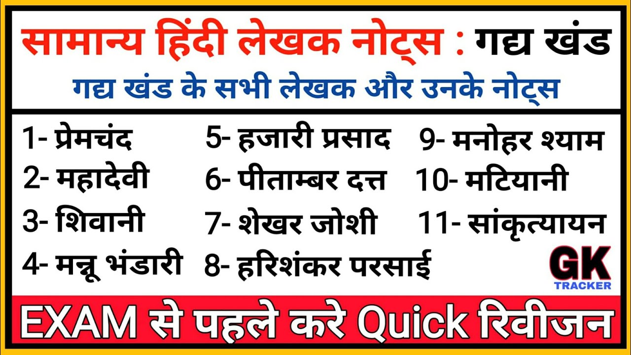 प्रसिद्ध कवि, लेखक और उनकी रचनाएँ | Hindi Grammer | Kavi aur unki rachnaye, facts | GK Tracker
