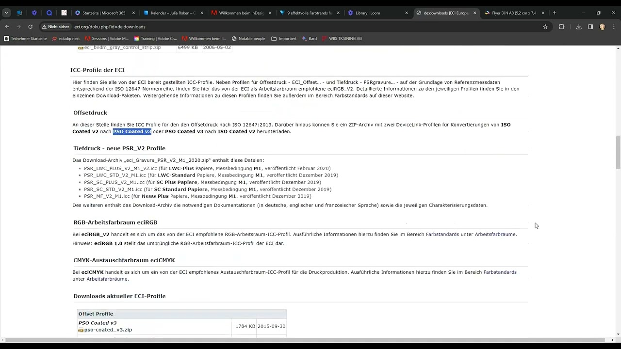 Colormanagement ICC Farbprofile downloaden und installieren