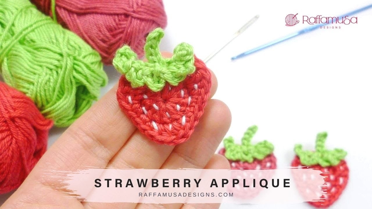 Crochet Strawberry Applique Pattern RaffamusaDesigns