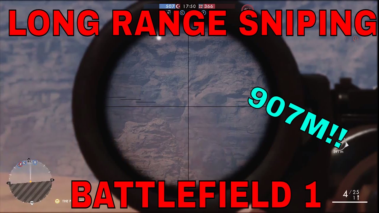 Battlefield 1 Long Range Sniping  211- 907m! Headshots