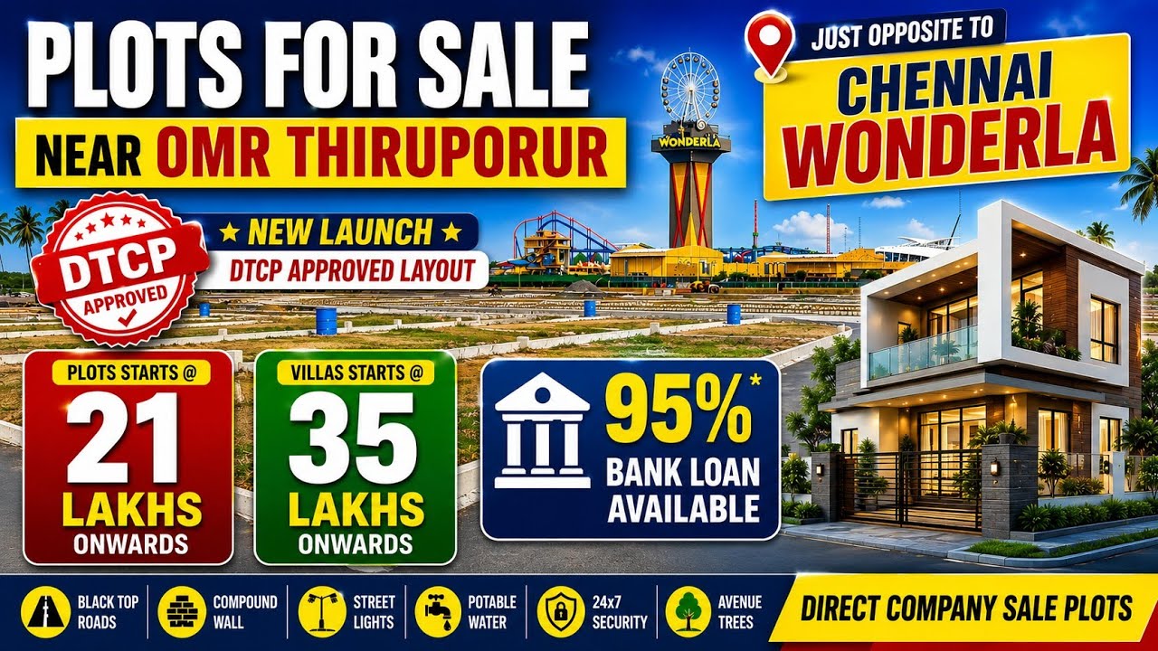 Plots for sale in OMR Thiruporur just opposite Wonderla Chennai | Land for sale near Wonderla