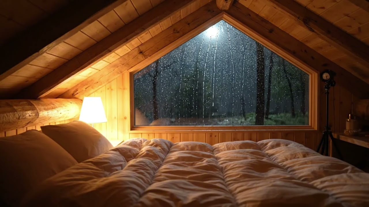 Rain on the Attic Window 🌧️ Cozy Attic Bedroom for Deep Sleep | Relaxing Rain Sounds (3 Hours)