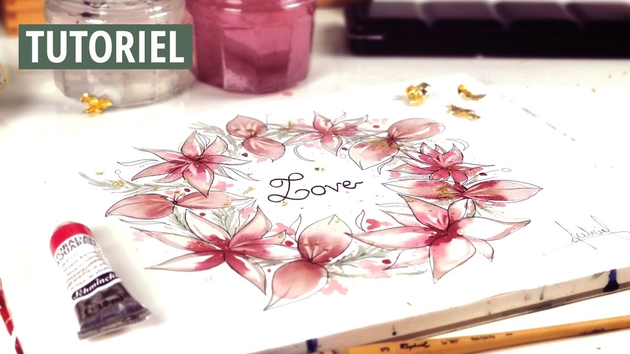 TUTO Couronne de fleurs --- AQUARELLE facile --- lâchez prise !