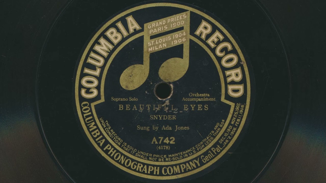 ADA JONES Beautiful Eyes (1909) - 78 RPM Record