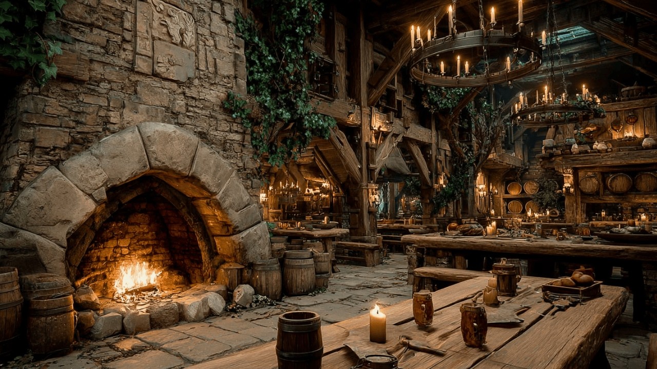 Cozy Medieval Tavern Ambience | Relaxing Celtic Music by the Hearth