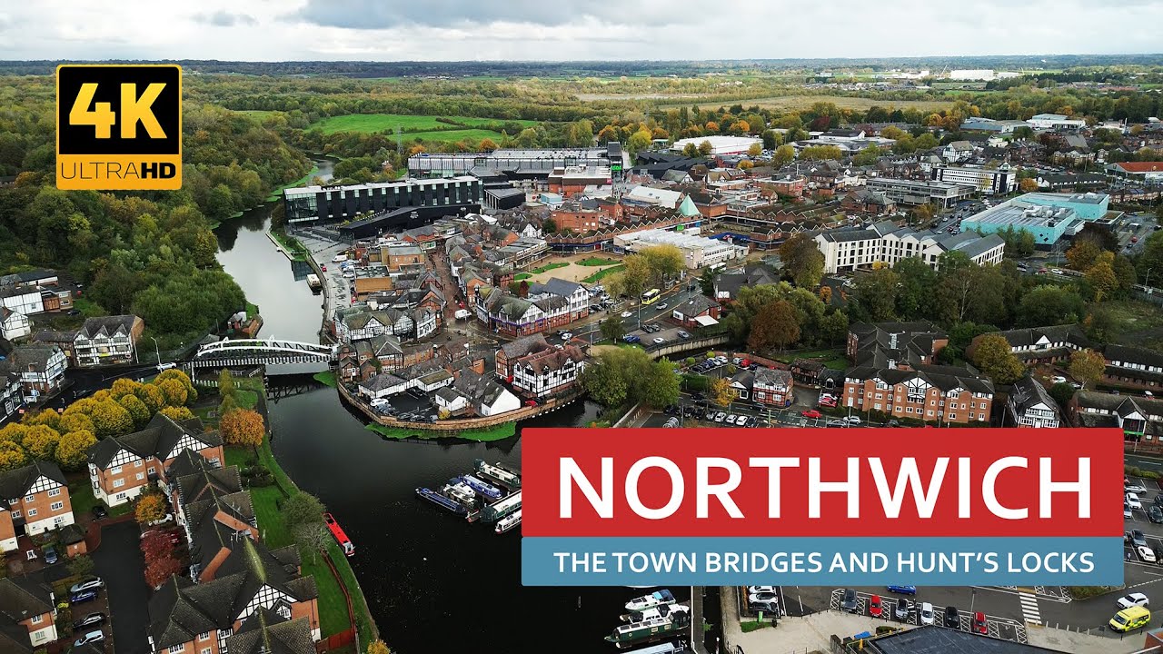 [4K] NORTHWICH - the town bridges and Hunt's Locks
