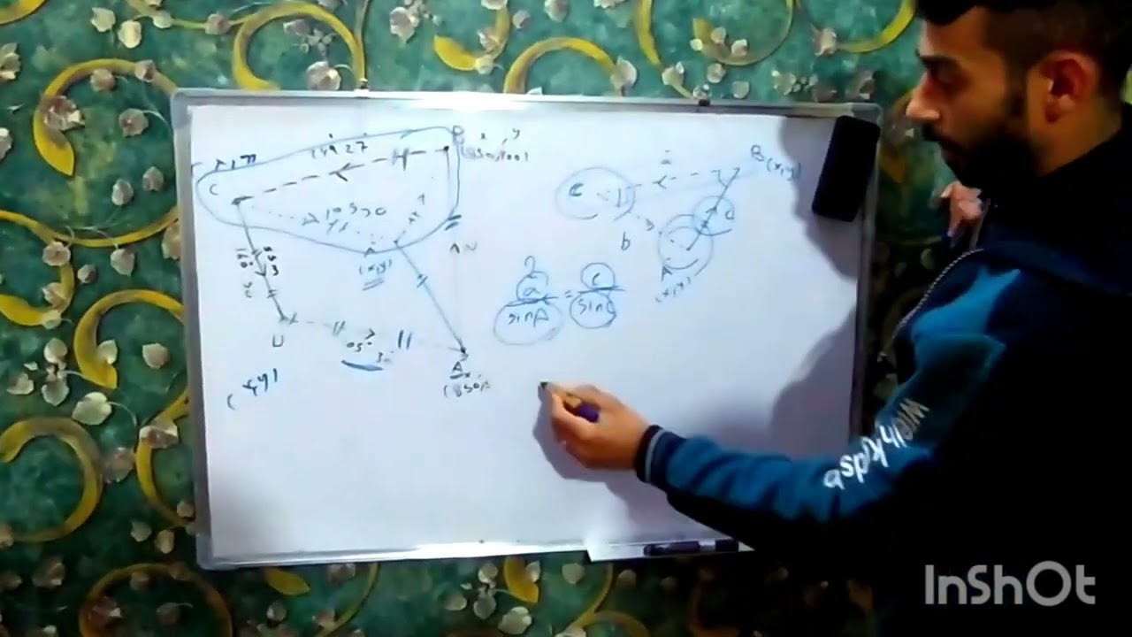 شرح مثال مهم في المسح الكادسترائي.... استخراج القياسات المجهوله