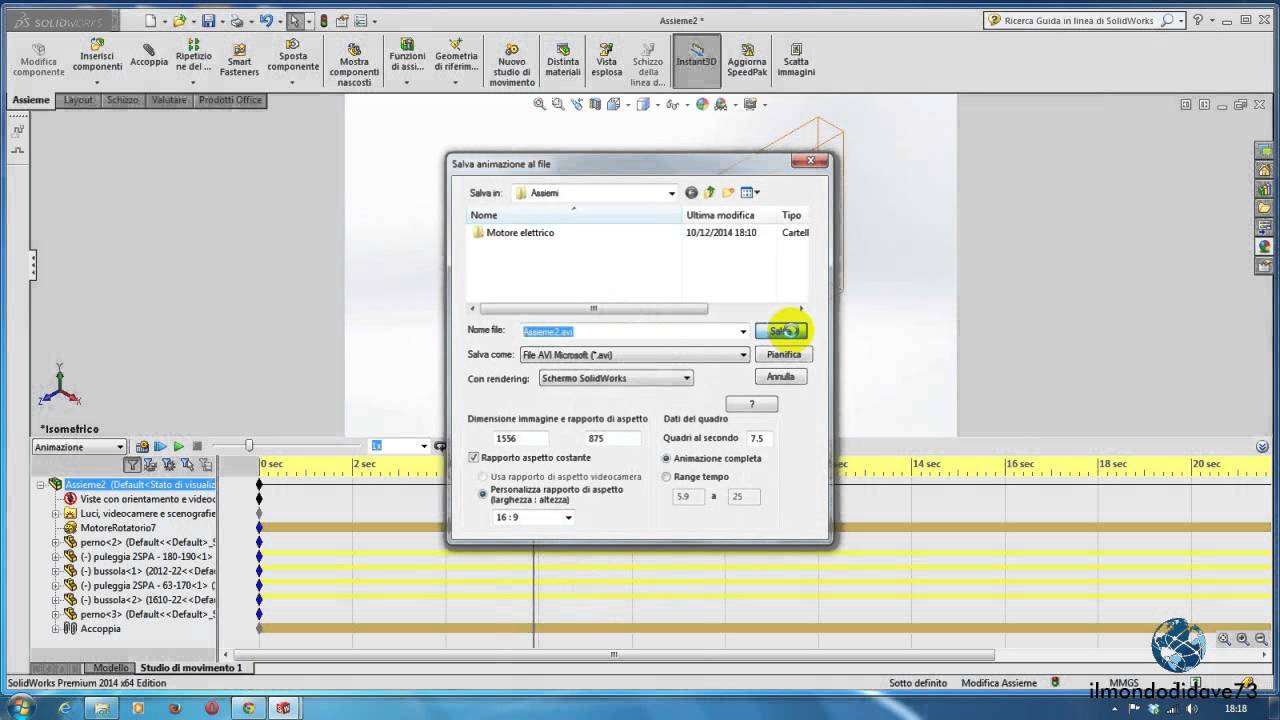 Studio di movimento e creazione filmato - Solidworks Italiano - Tutorial #22#