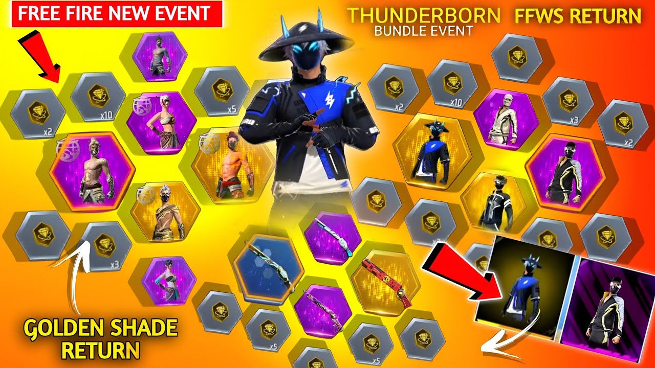 100% GOLDEN SHADE💥😱 New MVP Bundle Event🥳🎉| Ffws 2025 Bundle,m1887| free fire new event|ff new event