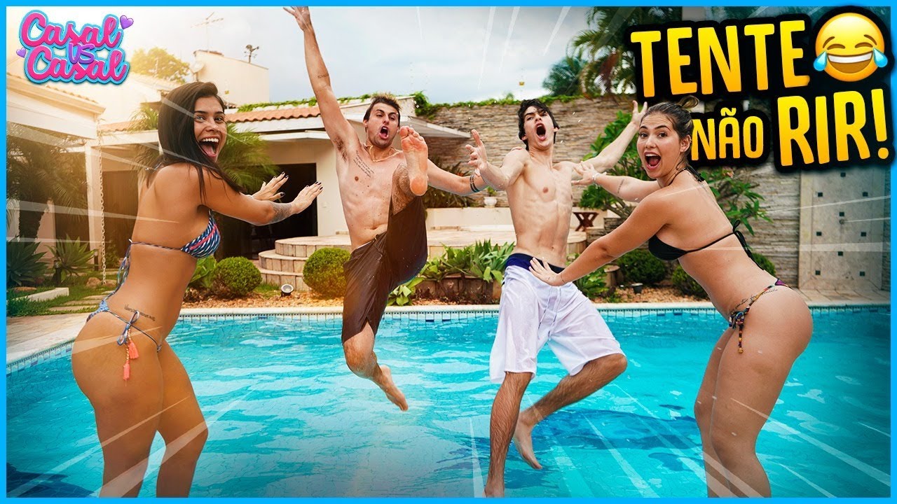 CASAL VS CASAL: TENTE NÃO RIR IMPOSSÍVEL NA PISCINA!!  [ REZENDE EVIL ]