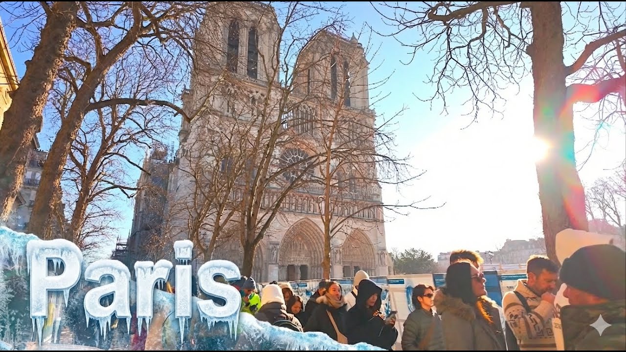 Walking in Paris:  Winter Sounds & City Views (4K HDR)