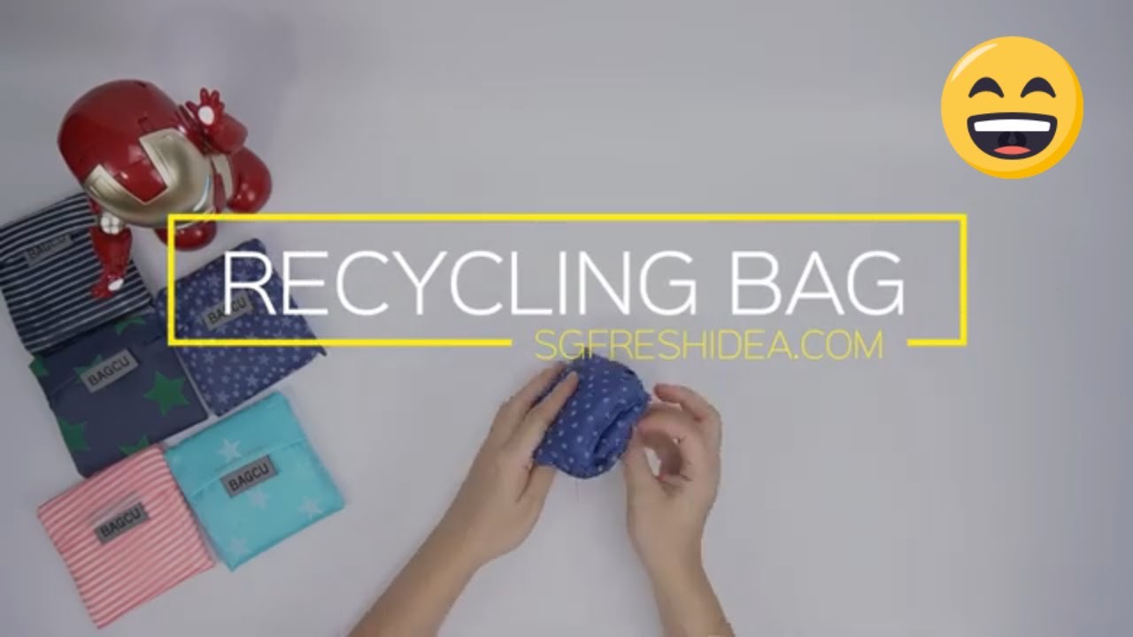 Reusable Recycling Shopping Bag - Rip Proof Machine Washable - Folding Instructions - SGFreshIdea