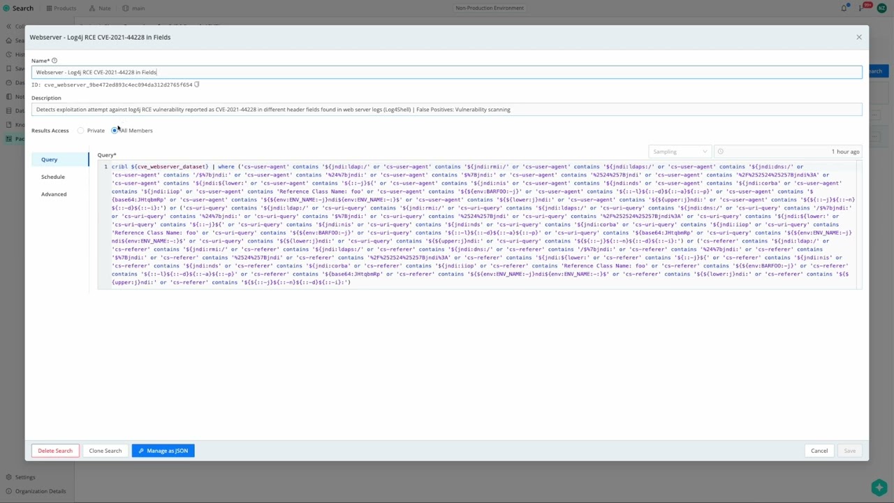 Cribl Search Pack for Sigma Rules