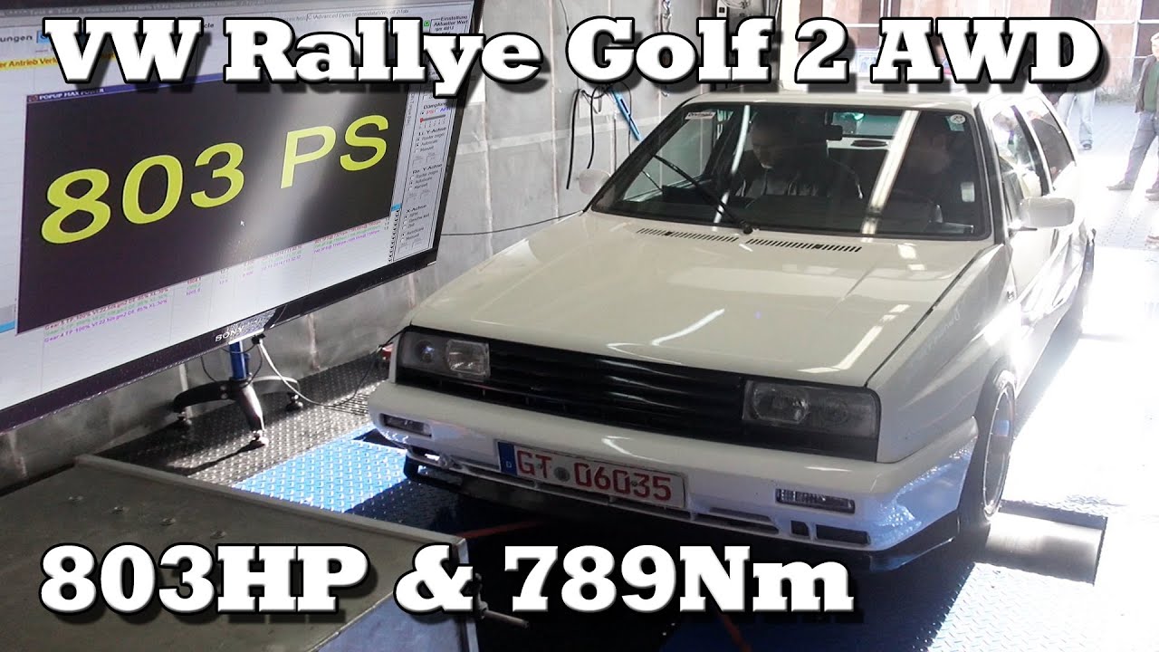 VW Rallye Golf 2 AWD 1,8L 16V Turbo 803HP GT4094R Turbo dyno test