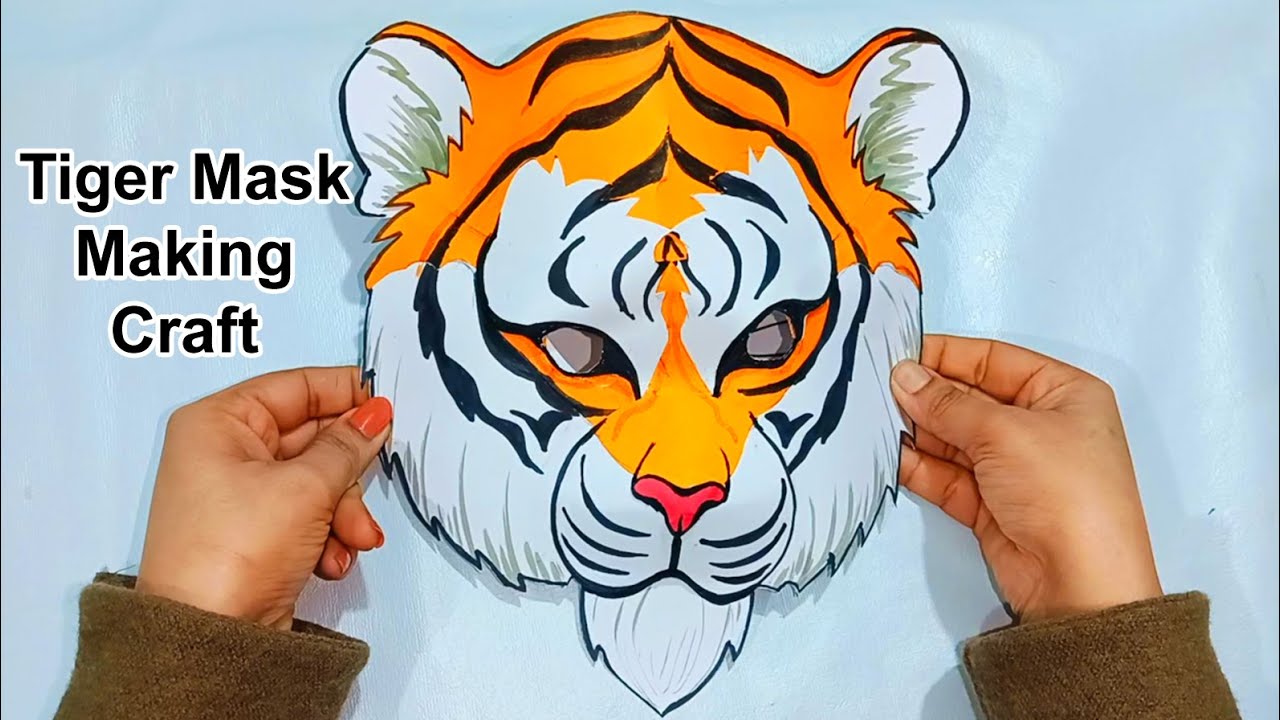 How to make a tiger mask | Tiger mask | animal mask making | Tiger mask making out of paper
