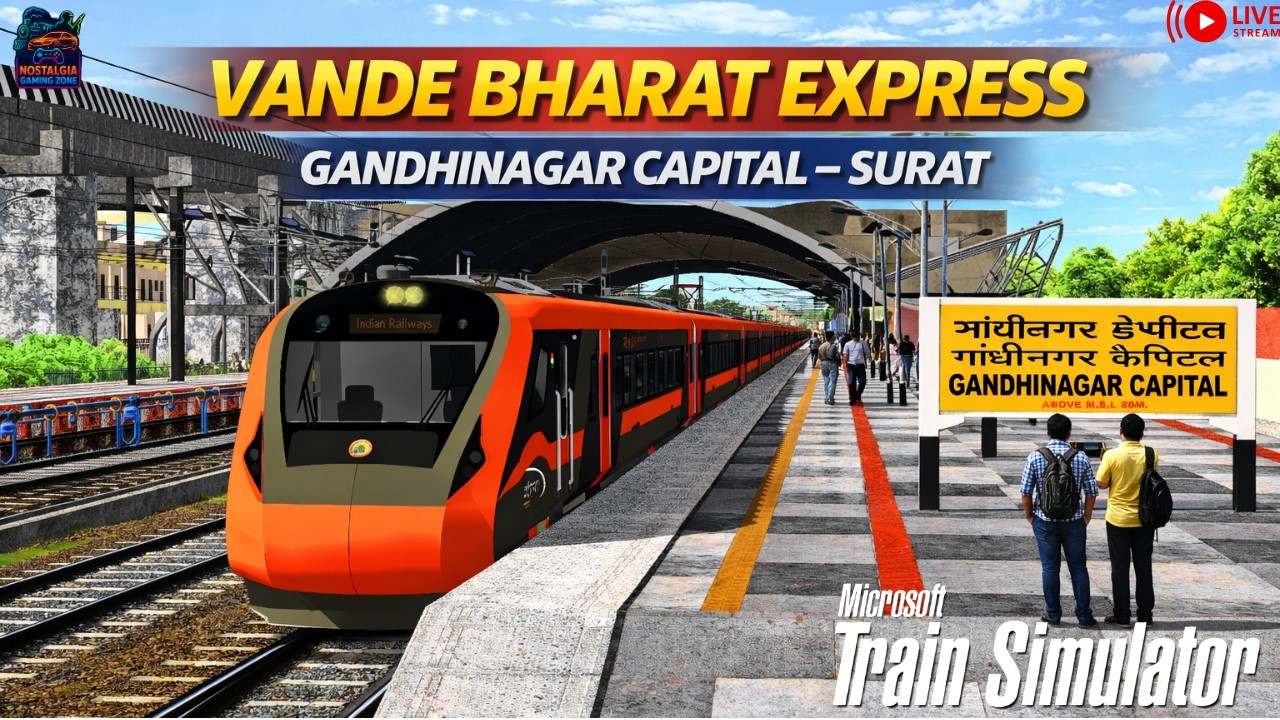 🔥 SAFFRON VANDE BHARAT LIVE PREMIUM TRAIN | Gandhinagar–Surat 130KPH Run MIR 🚄 #live #msts #train
