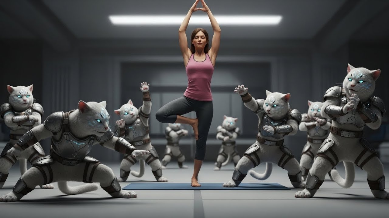She Attempted Simple Yoga Cat Cubs Invented an Entire New Martial Art By Copying Her Stretches Wrong