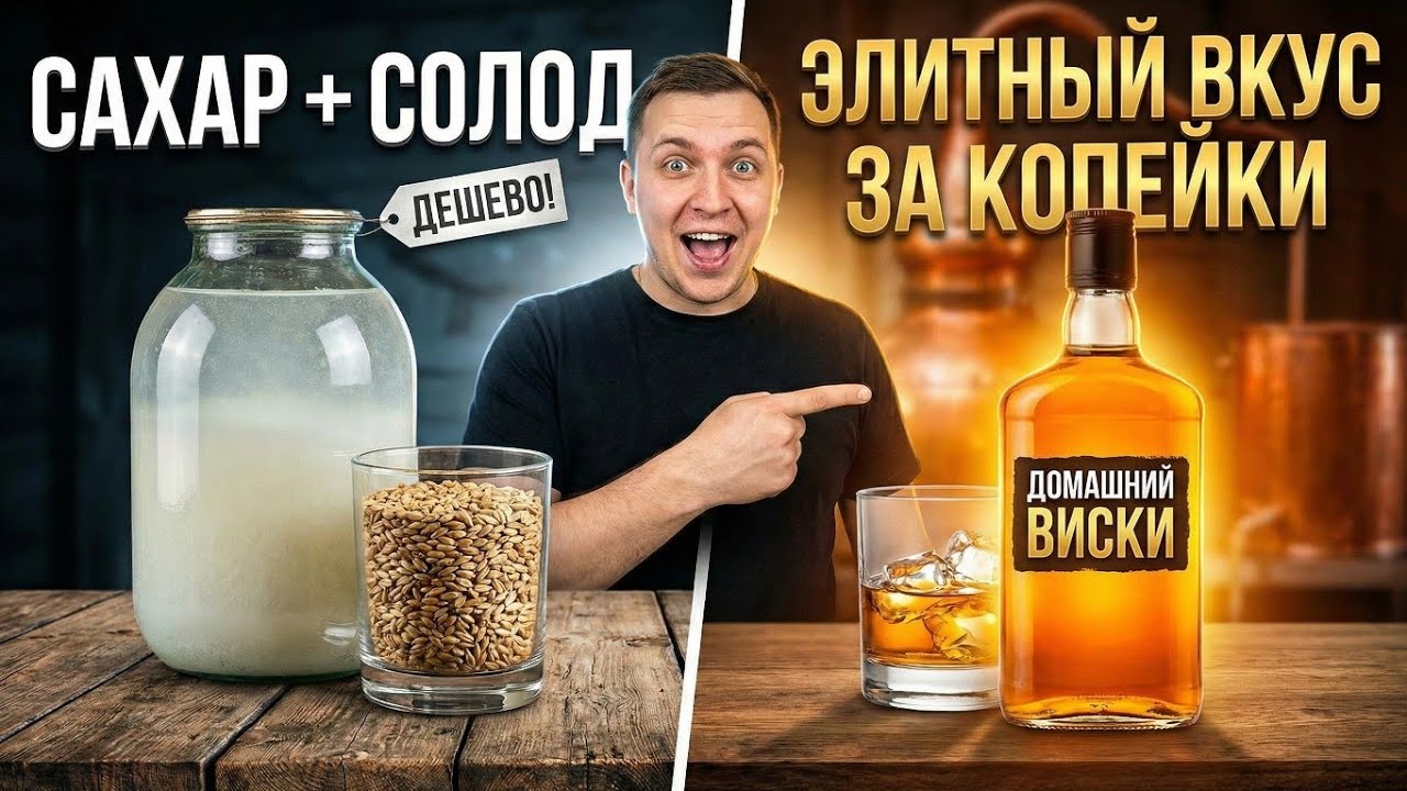 3 литра ВИСКИ из стакана солода! Самый дешевый рецепт 