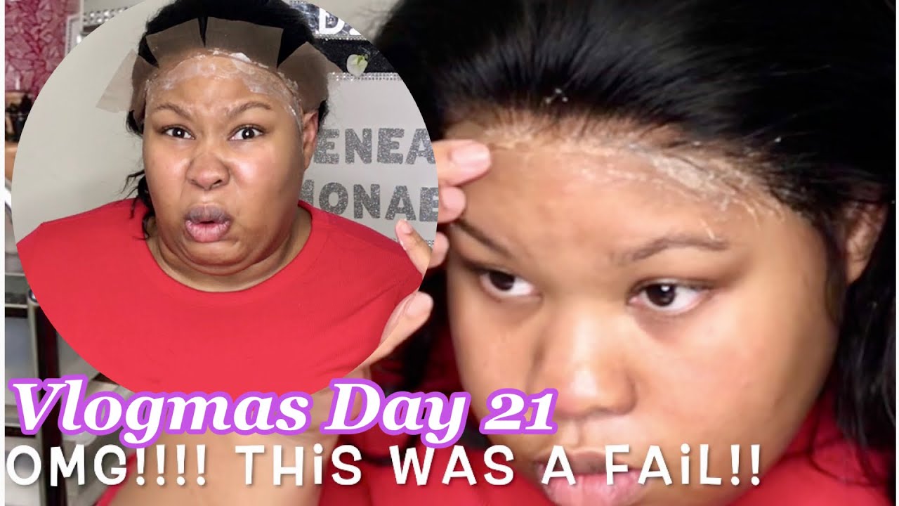 VLOGMAS DAY 21 | First Time installing lace frontal wig | EPIC FAIL