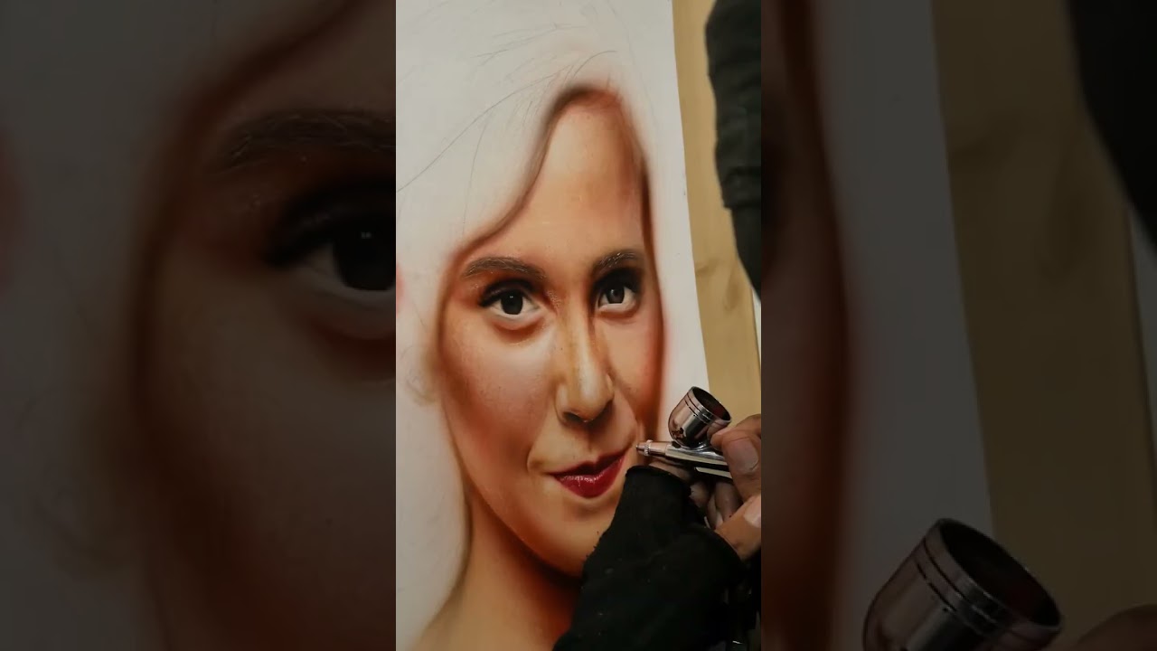 Airbrush portrait #art #airbrush #emmawatson #portraitdrawing #shorts