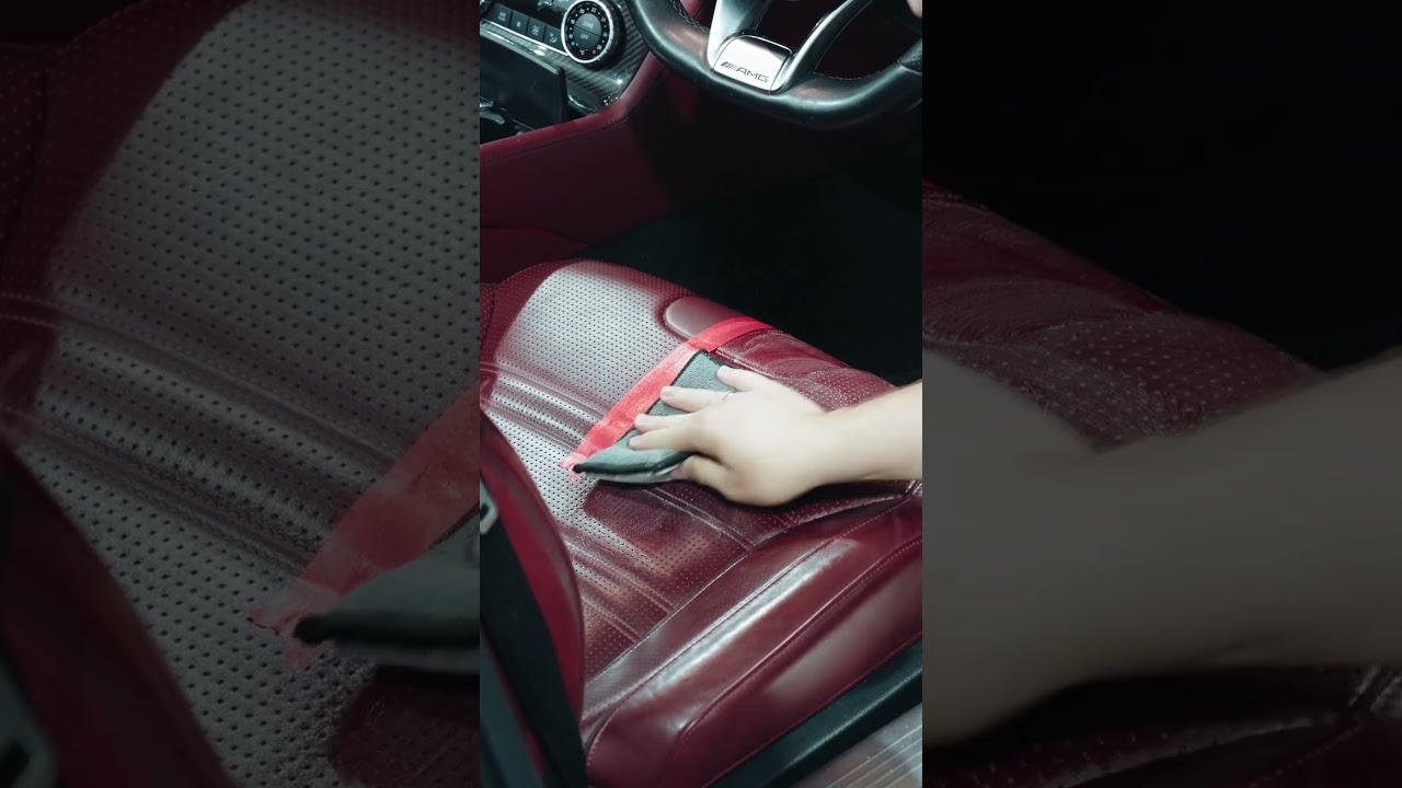 Realistic interior clean on red #AMG leather with CarPro #detailing #carcare #carpro #mercedes #fyp