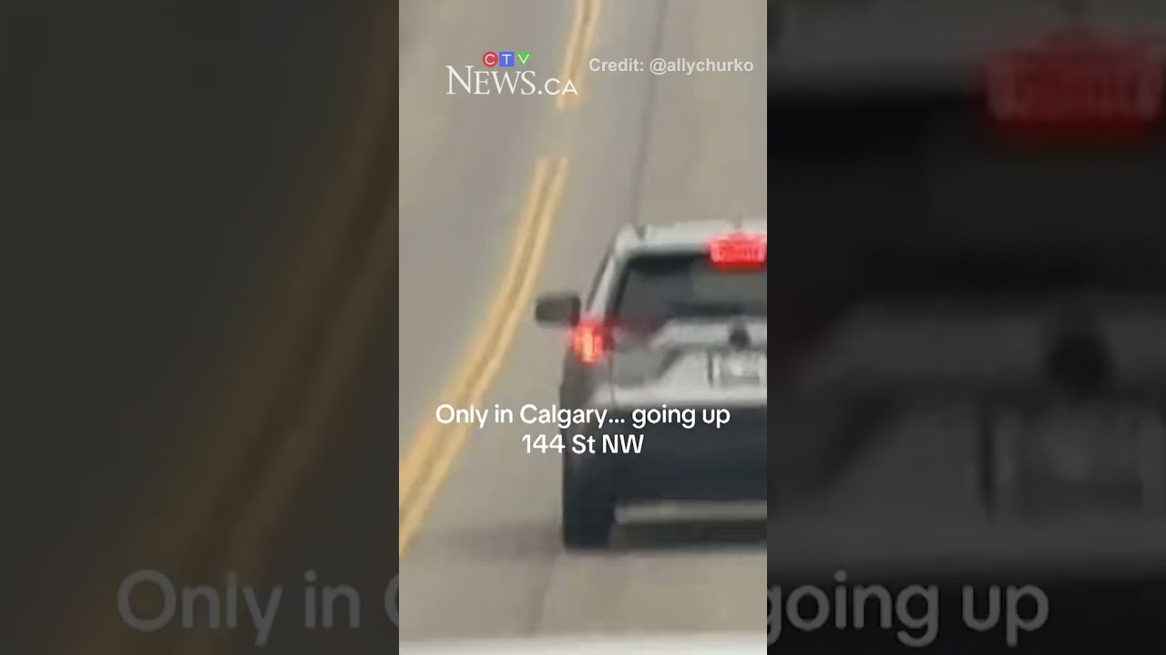 Truck spotted in Calgary driving without a wheel