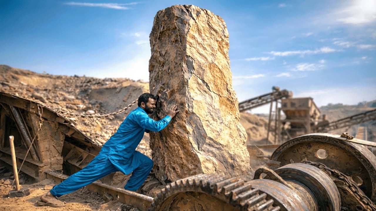 GIANT MACHINE CRUSHES ROCKS INTO DUST!